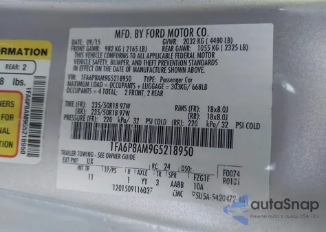 2016 Ford Mustang V6 from USA, damaged, VIN 1FA6P8AM9G5218950